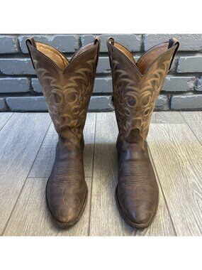 Tony Lama Vintage Brown Western Cowboy Boots Mens 11.5 D